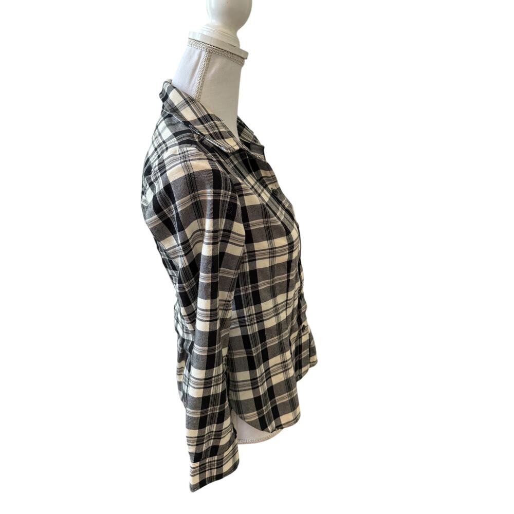 Pendleton Wool Button Front Black Cream Plaid Xs - image 3